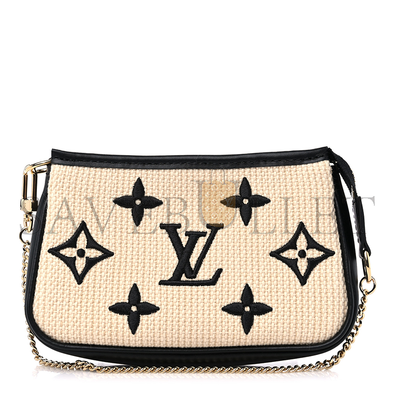 l0*is V*t0n cotton monogram giant mini pochette accessories beige black m82472 (15.5*10.5*4cm)